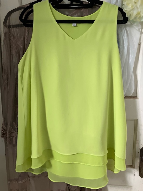 Cato Tops - Cato Neon Lime Layered V-Neck Sleeveless Tank Top